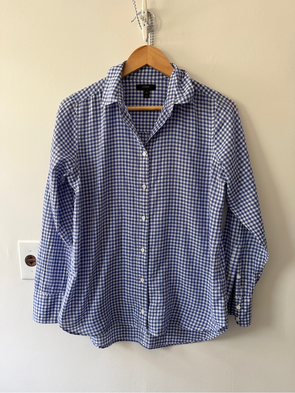 J. Crew Women’s Blue & White Gingham Button-Down Shirt